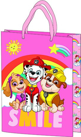 Ajándéktasak 25x18,5x8cm, laminált műanyag felülettel - Paw Patrol Pink