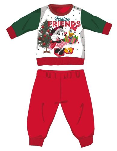 Disney Minnie egér téli vastag karácsonyi baba pizsama - pamut flanel pizsama - piros-zöld - 74