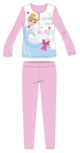 Disney Hercegnők hosszú vékony gyerek pizsama - pamut jersey pizsama - világosrózsaszín 